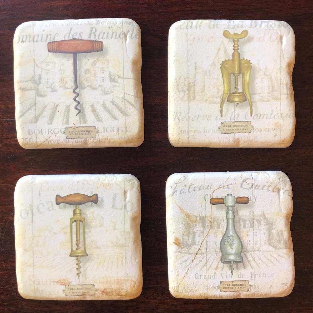 DAPHNE BRISSONET STONE/RESIN COASTERS, SONOMA COLLECTION, UNUSED